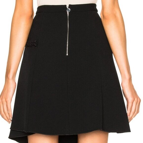CARVEN ASYMMETRIC BLACK EMBELLISHED FLARED SKIRT M - Picture 5 of 13